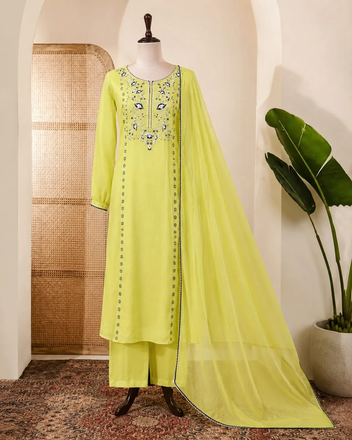 Lime Embroidered Suit