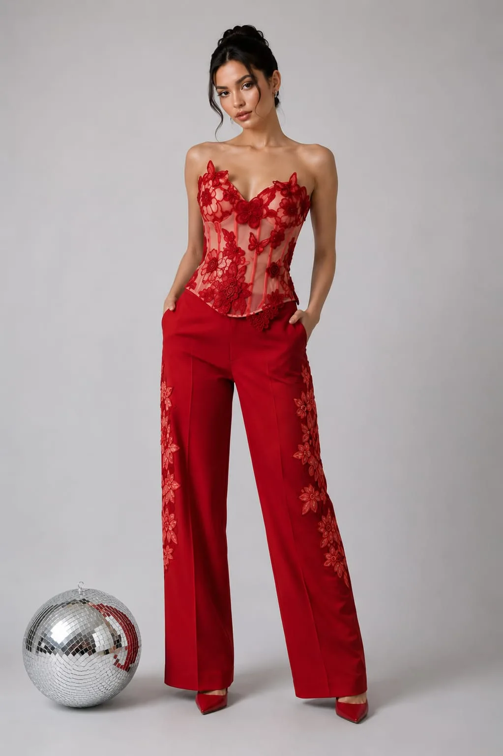 Scarlet Floral Corset Set
