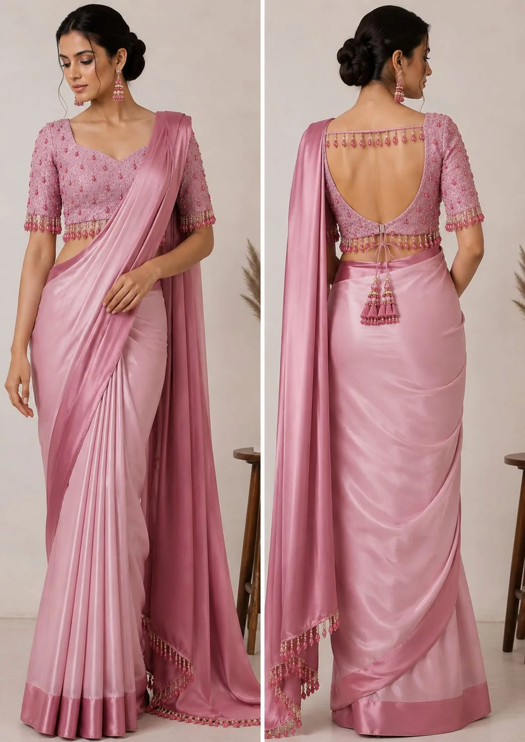 Rose Saree — Front & Back